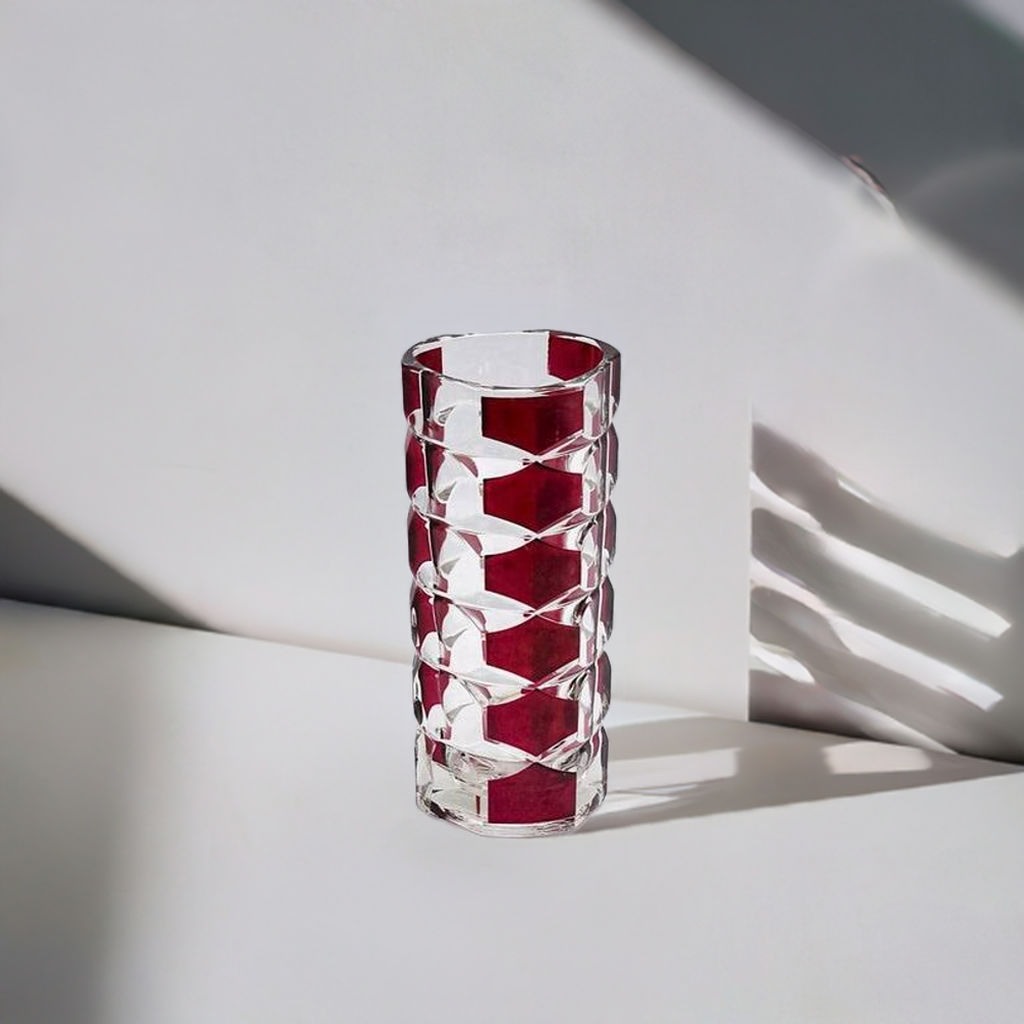 Vintage Luminarc Ruby Red Crystal Vase – French Glass Elegance