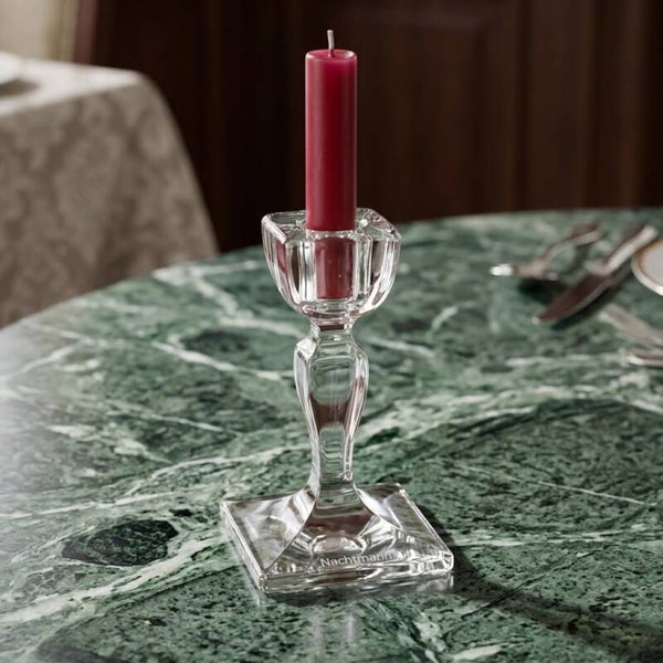 Vintage Nachtmann Crystal Candle Holder – Square Base, Clear Faceted Crystal Candlestick | TheyUnique