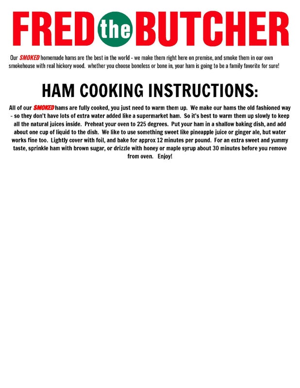 COOKING INSTRUCTIONS | Fred The Butcher