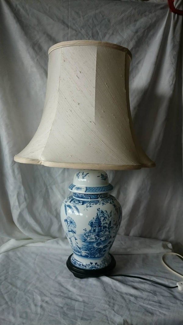 The Franklin Mint - Willow pattern - wit blauw porselein 2 tafellampen