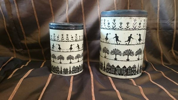 Tomado blikken van emaille zwart-wit silhoutten