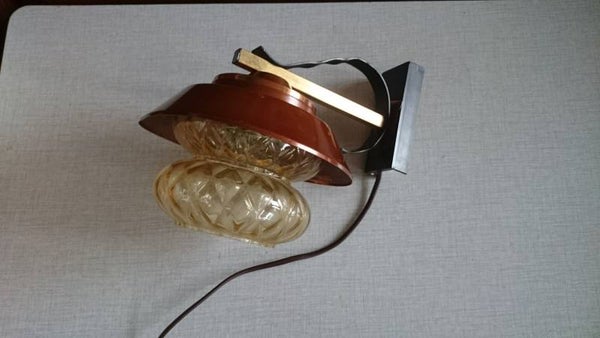 Copper metal amber glass wall lamp