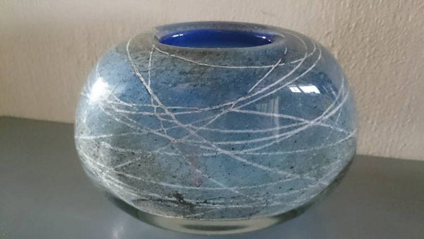 Heavy double color glass vase, handmade