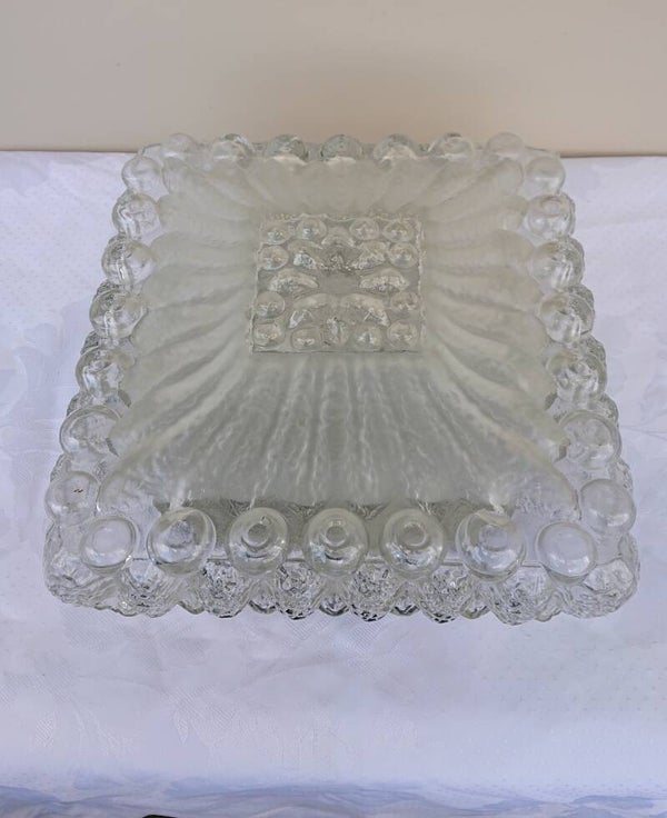 Plafonnière vierkant, sierlijk bewerkt glanzend en matglas (NR3)