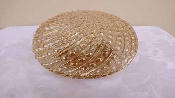 Massive, plafonniere amberkleur glas met bolletjes (NR16)