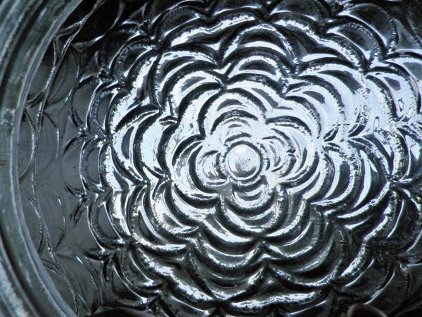 Plafonnière bloemdecor geperst glas