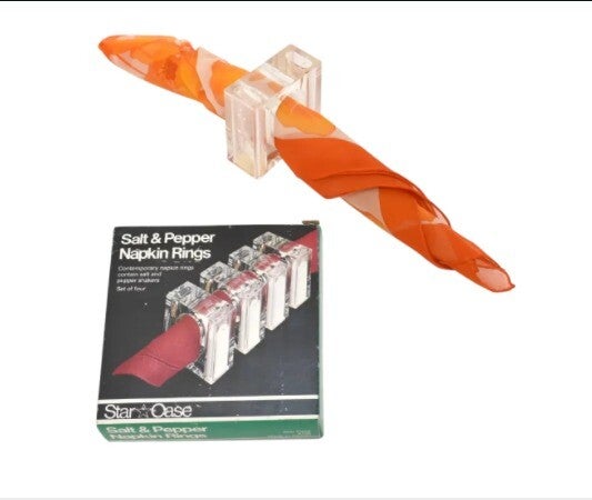 Peper en zout stel tevens servettenhouder, vintage, acrylic