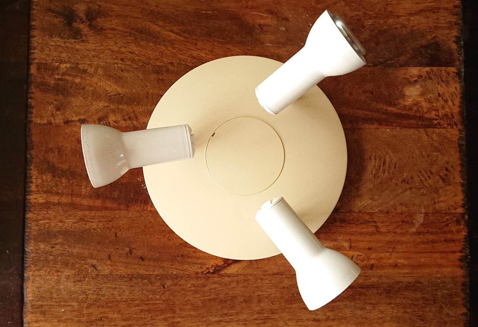 Massive, vintage plafonnière 3 spotjes 