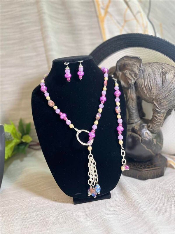 Loop Lavender Pearls Jewelry Set 202306pl01 w95n27b7.5-8.5e2