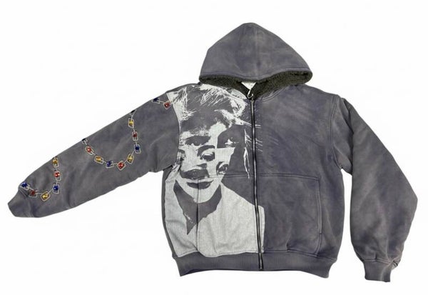 full circle rhinestone zip up
