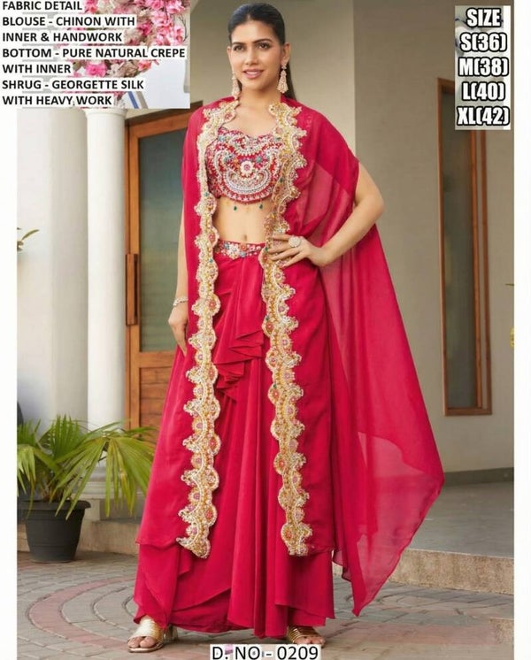 Ladies fully stitched lehenga with shrug