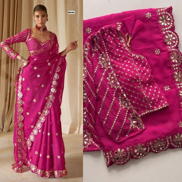 Mirror work Saree