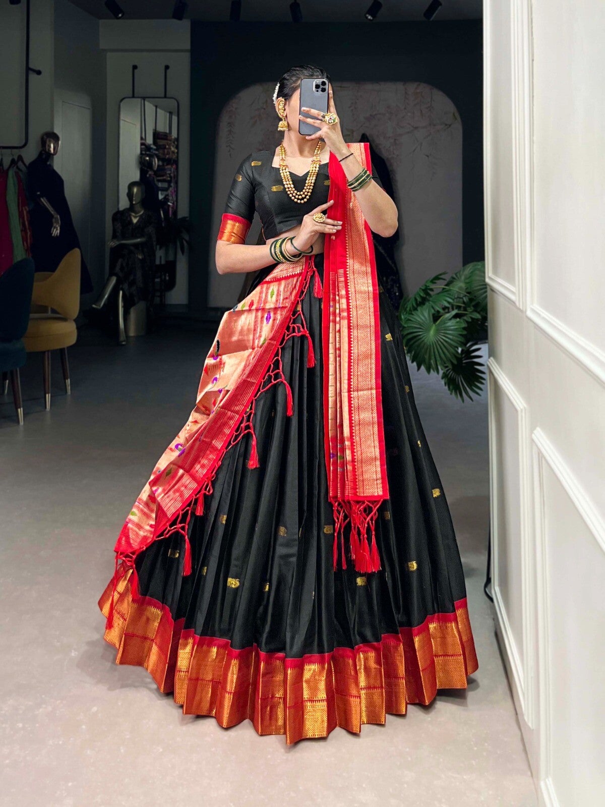 Fully stitched silk lehenga