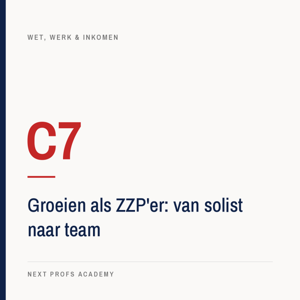 C7 — Groeien als ZZP’er: van solist naar team