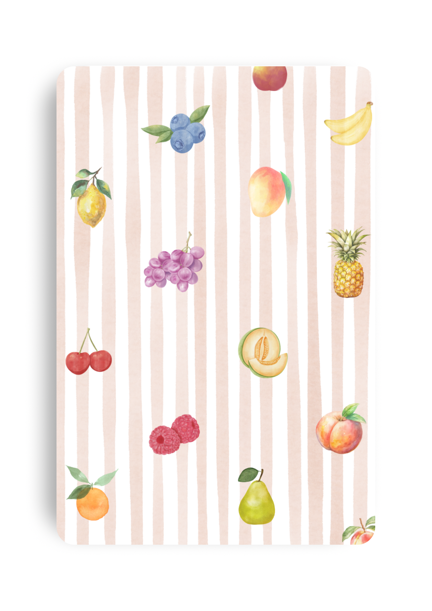 Blanco kaart - Streepjes met fruit