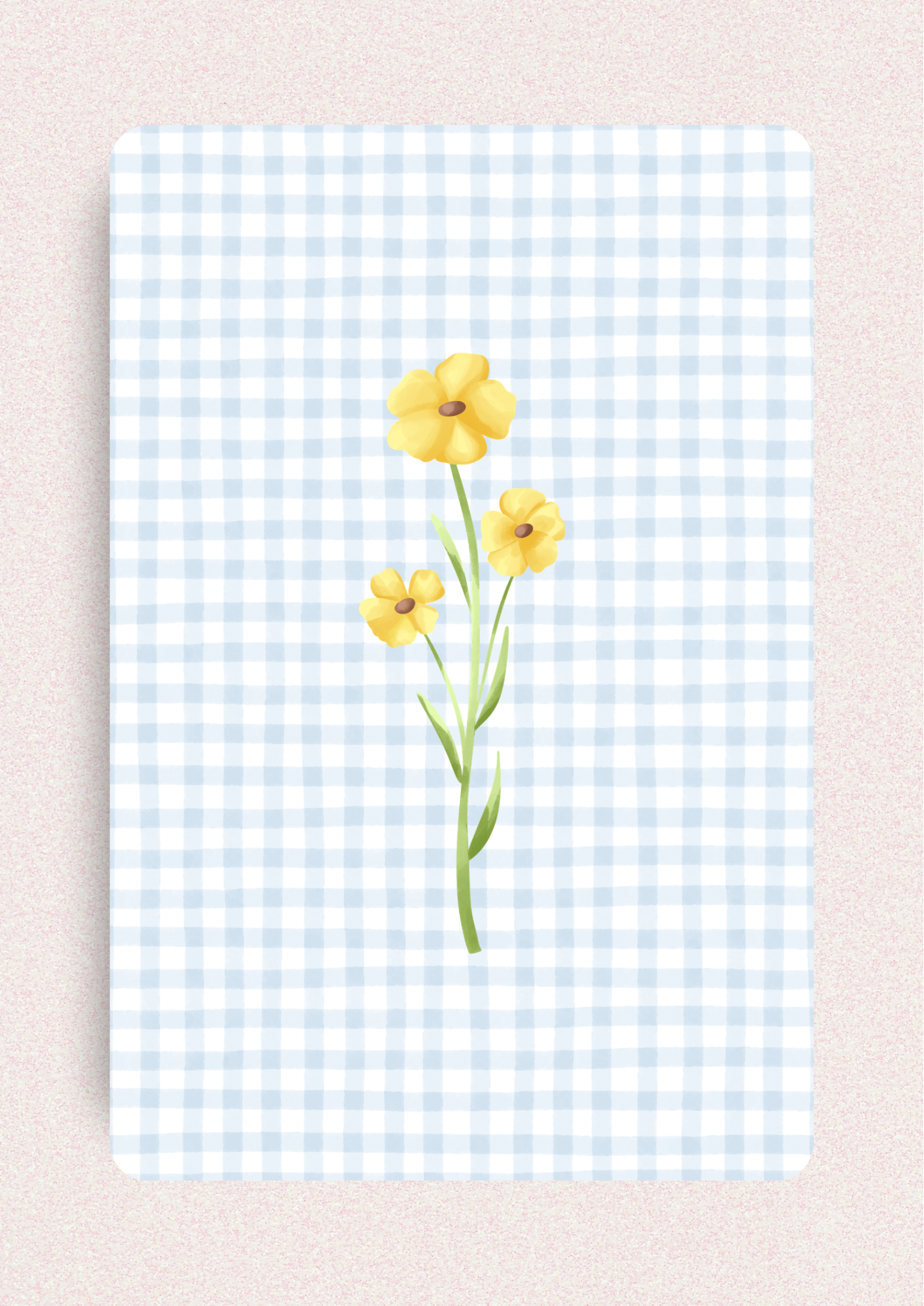 Blanco kaart - Ruit en gele bloem