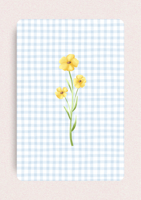 Blanco kaart - Ruit en gele bloem