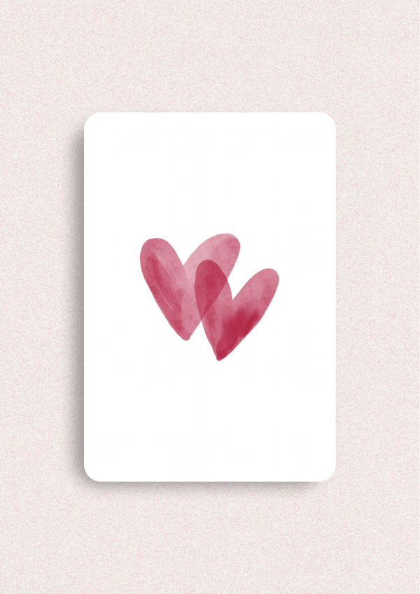 Kleine kaart - Roze hartjes