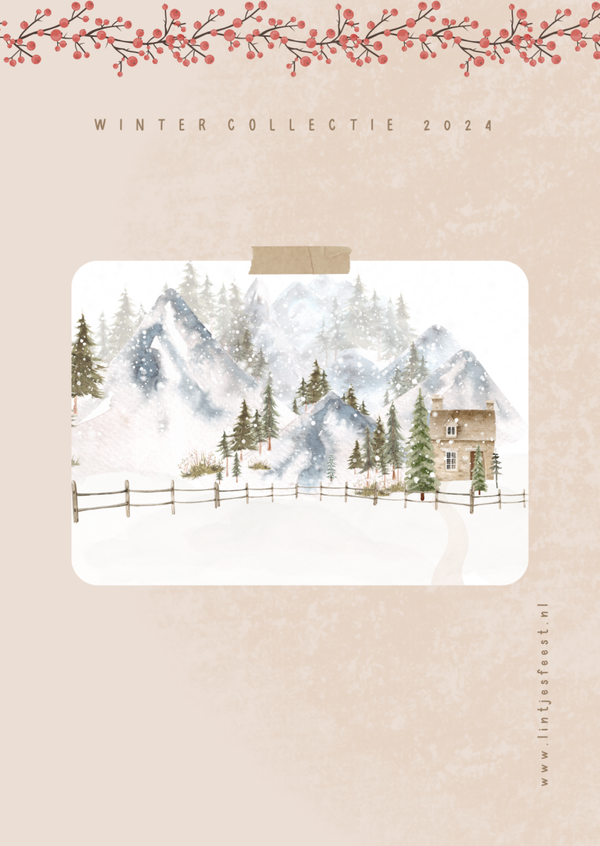 Winterkaart - huis met berglandschap - 10x15 cm