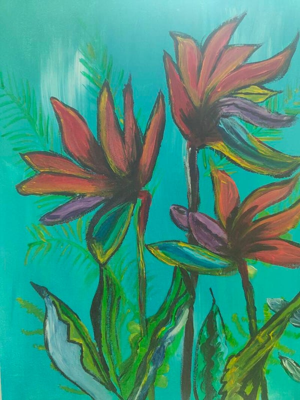 Pink flowers.