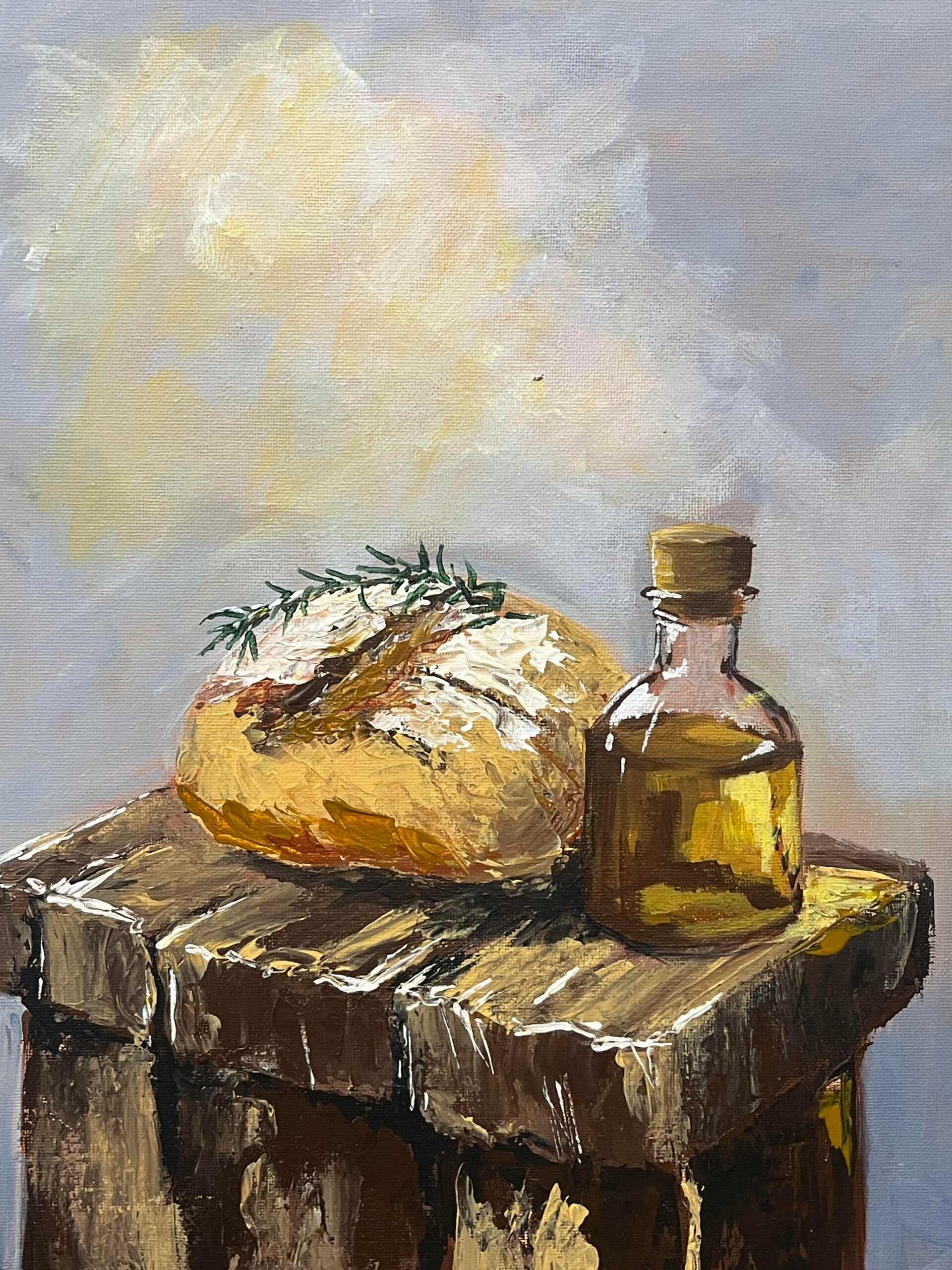 Bread and oil.
