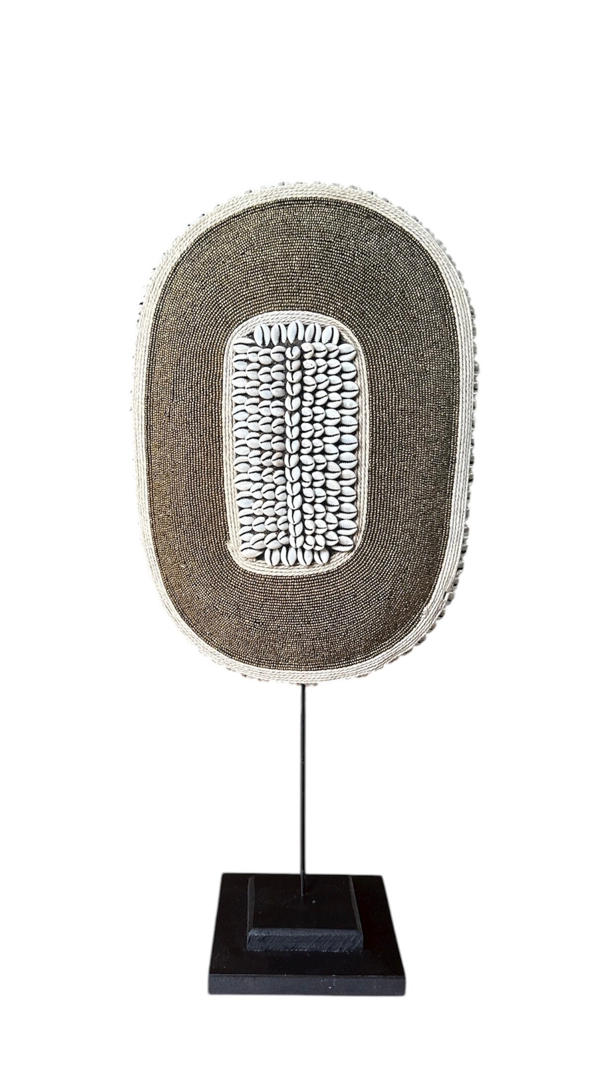 Square beaded schild uit Afrika goud