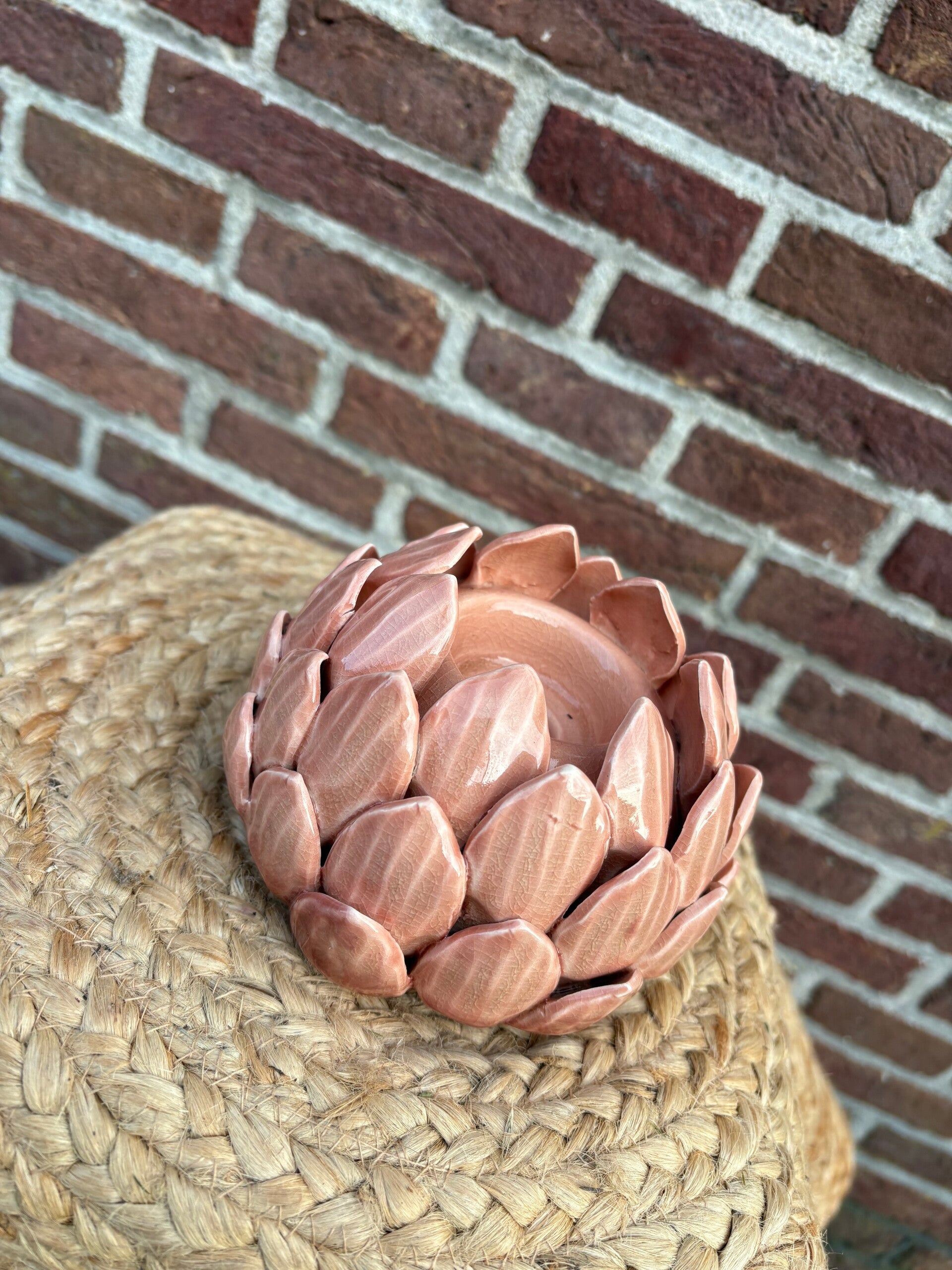 Kaarsenhouder lichtroze dahlia