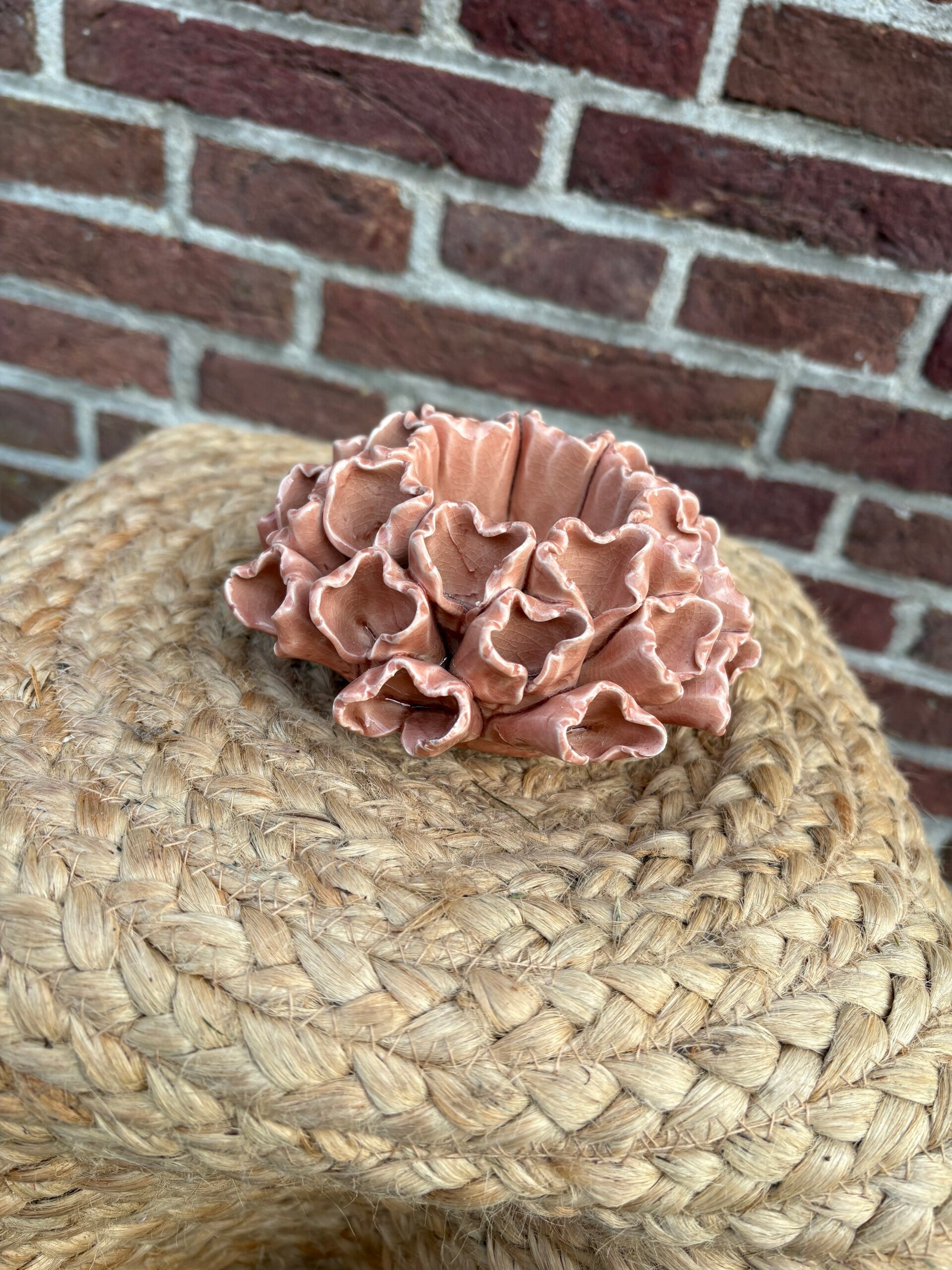 Waxinehouder bloem licht roze