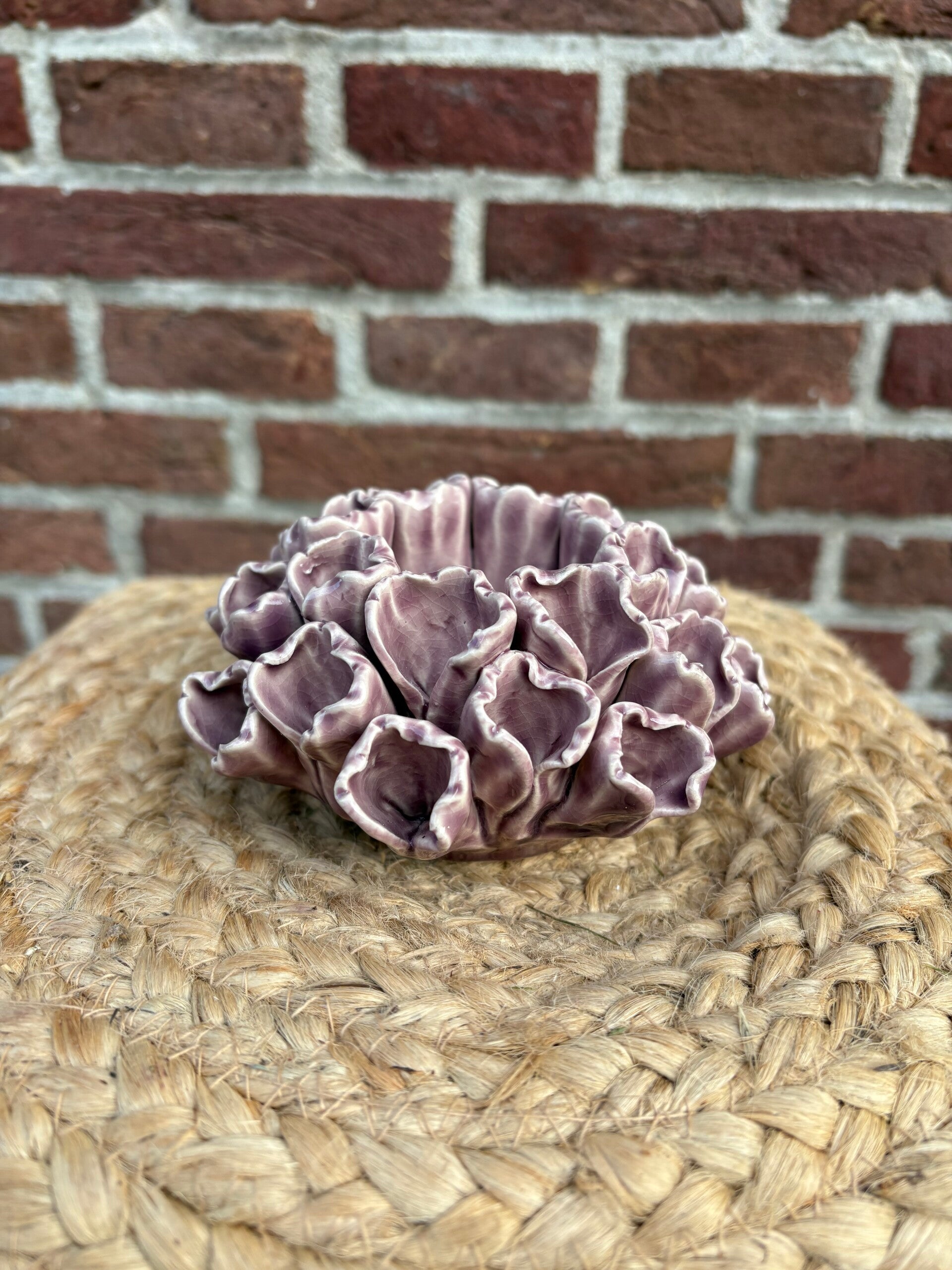 Waxinehouder bloem lila/paars