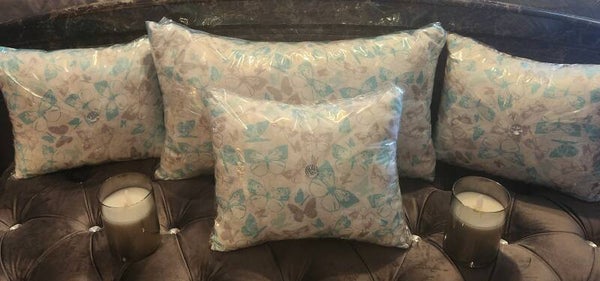 Happy Butterflies (teal/grey) Set of 4