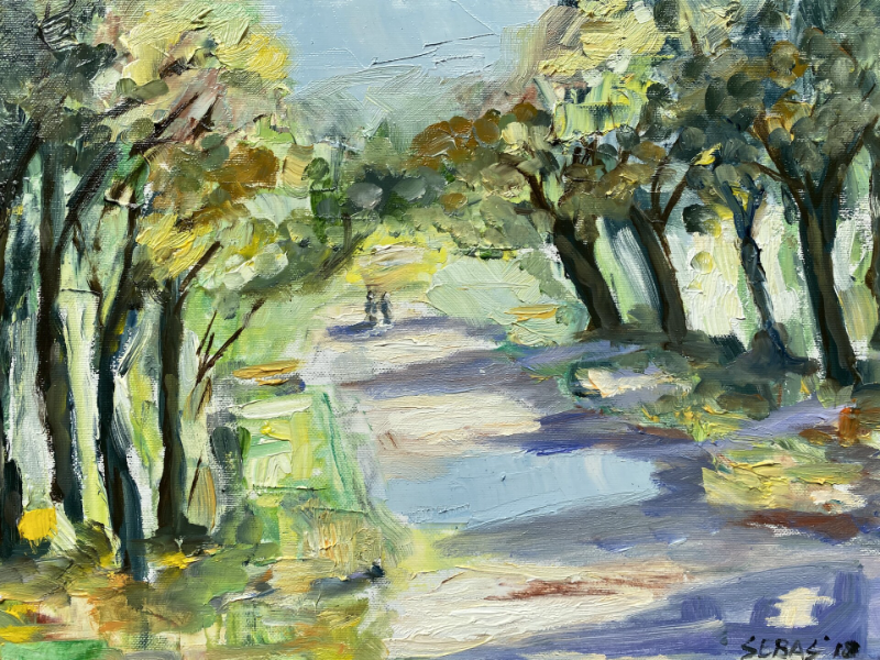 "De Manteling Domburg" (2018). Jeanette Olyhoek.  Oil on Canvas. 30cm x 40cm.