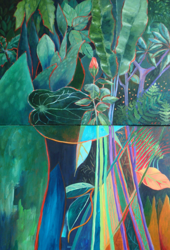 Hortus Botanicus (2008). Gemma Jonker. Acrylic on Canvas.  100cm x 70cm. Consists of two canvasses of 50cm x 70cm.