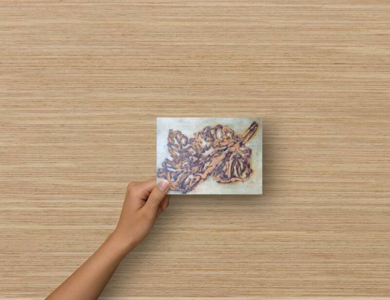 Postcard of dried leaf by Adele du Plessis