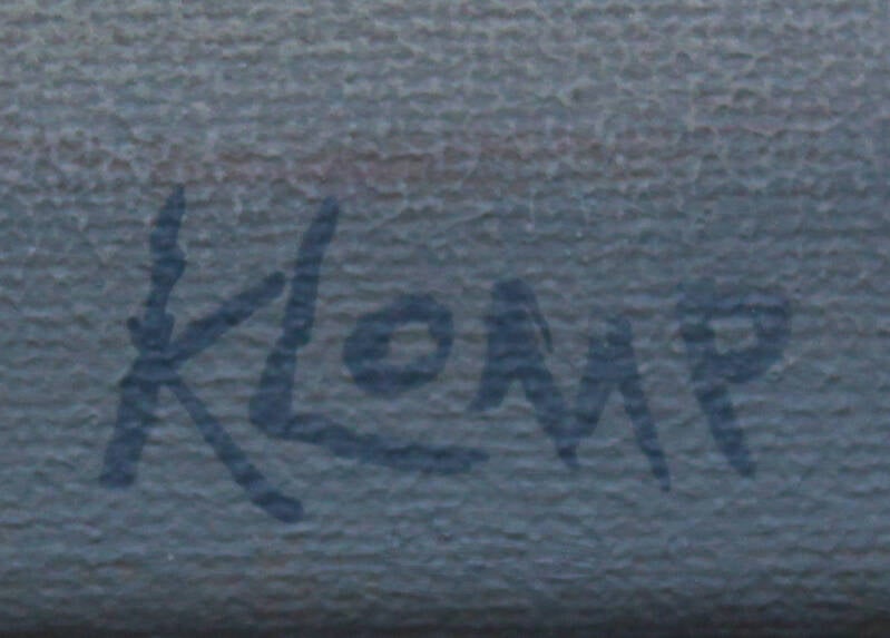 Signature in  "Left Behind XIII' (2020). Marko Klomp. Oil on Linen. 80 cm x 100cm.