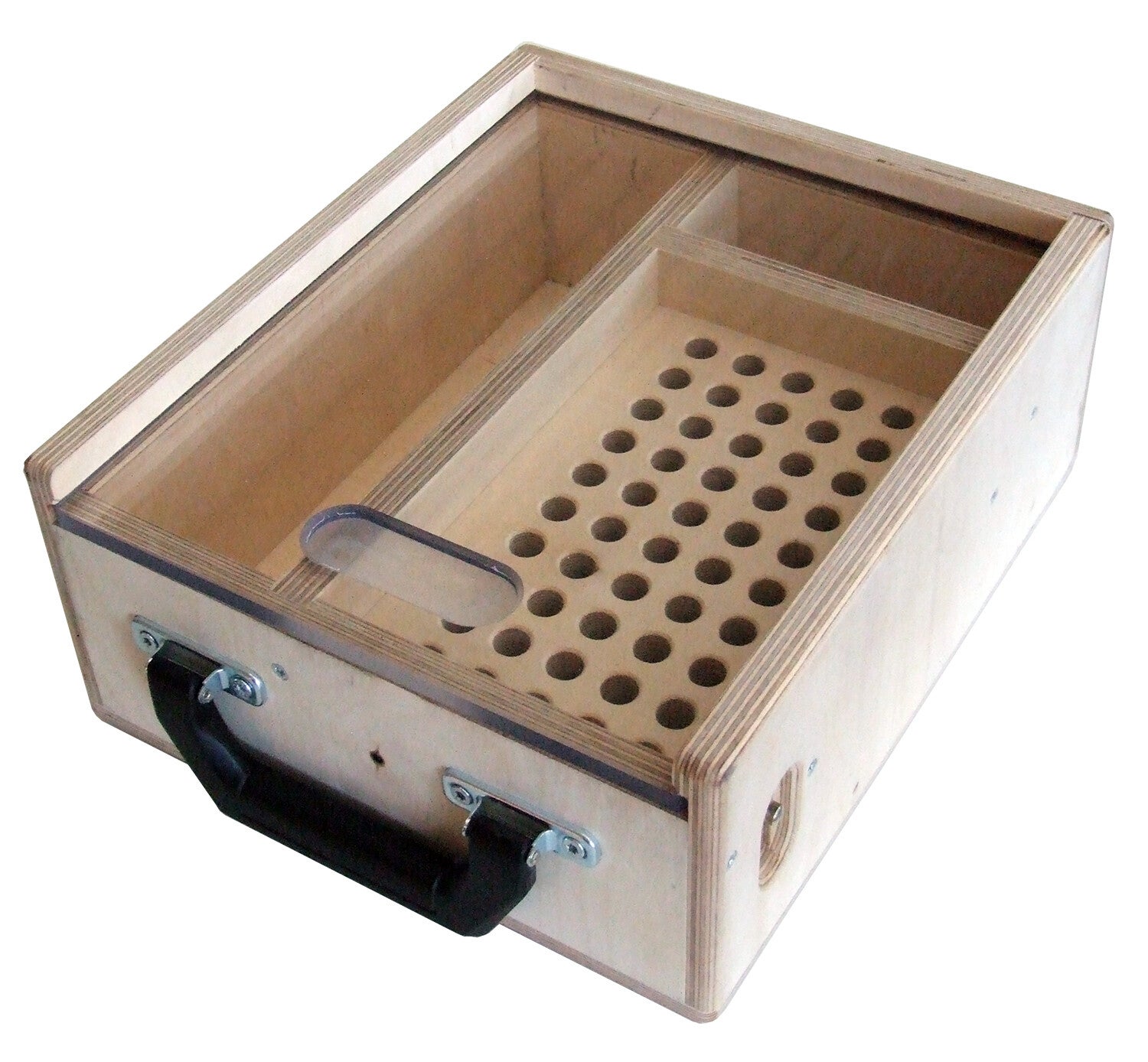 Kistje voor 50 trusspennen, veren en hamer (Prijs op aanvraag)