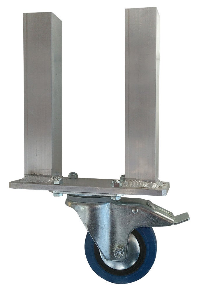 RDAV Aluminium dubbele poot vierkant met wiel/rem 30 cm (Prijs op aanvraag)