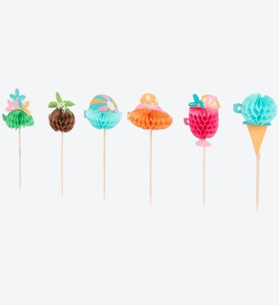 Zomerse cocktailprikkers - 24 stuks - cocktailprikkers met honeycomb