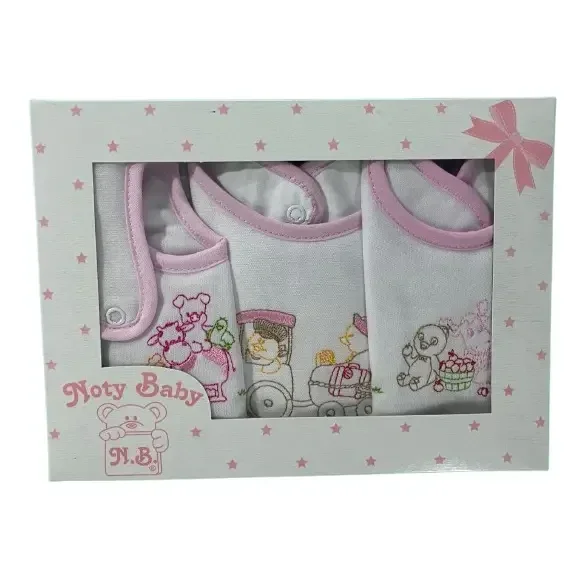 Set van 3 schattige verschillende bedrukt slabbetjes modellen roze