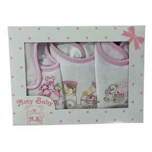 Set van 3 schattige verschillende bedrukt slabbetjes modellen roze