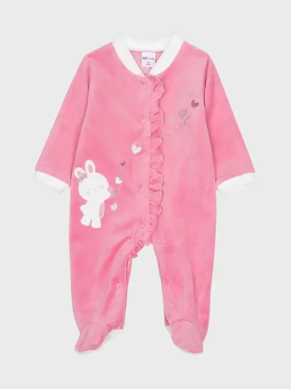 💗 Roze babypakje met konijntje en hartjes