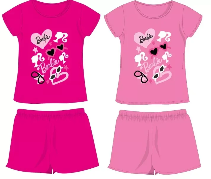 Barbie katoenen zomeroutfit - T-shirt-short set - roze