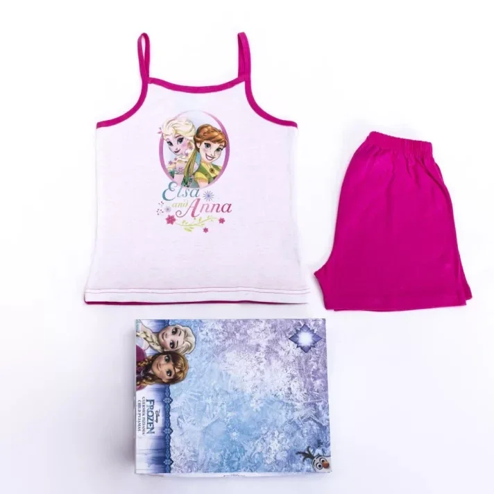 Elsa & Anna meisjes katoenen pyjama - mouwloze pyjama - zomerset - roze