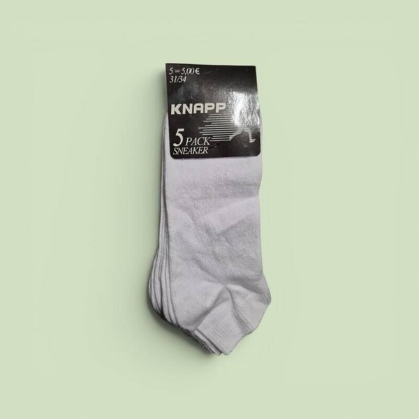 5 pack witte enkel sneaker sokken 31/34