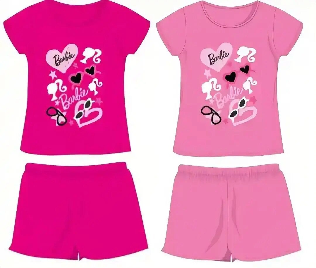 Barbie katoenen zomeroutfit - T-shirt-short set - roze