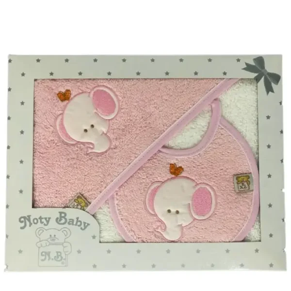 Set van badhanddoek met capuchon en slabbetje voor baby