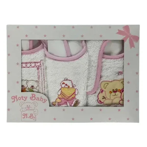 Set van 3 verschillende modellen geborduurde baby slabbetjes
