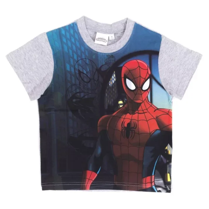 Spiderman T-shirt met korte mouwen voor jongens - elastisch katoenen T-shirt - grijs