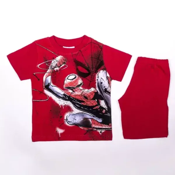 Spiderman zomeroutfit voor jongens, gemaakt van katoen - T-shirt en short - rood (3 jaar / 128)