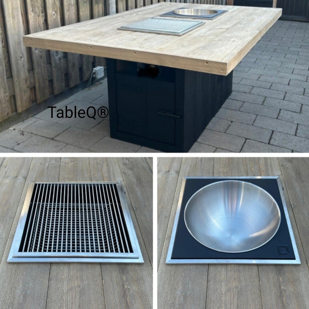 TQ2 barbecuetafel op houtskool combi dranktafel