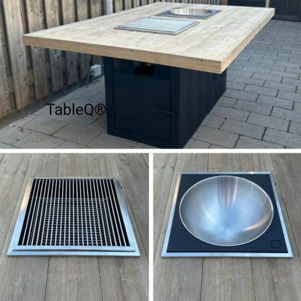 TQ2 barbecuetafel op houtskool combi dranktafel
